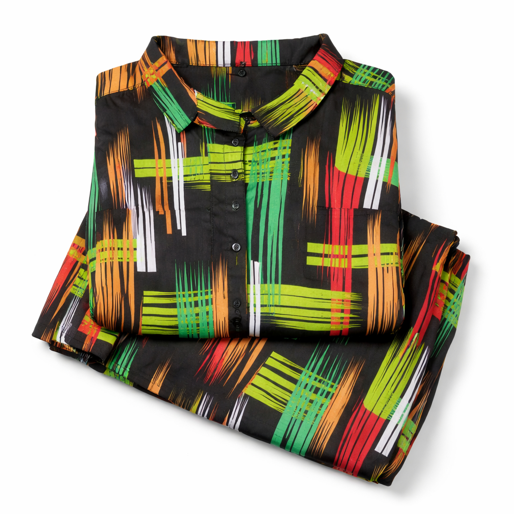 Abstract Pattern Two Piece Fabric Outfit